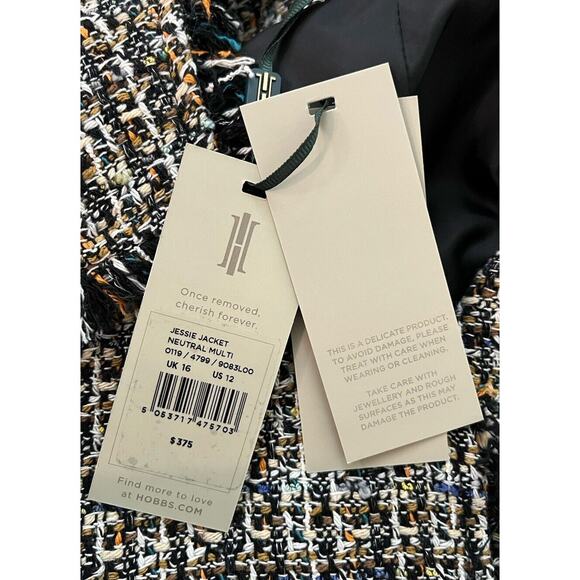 Hobbs London Multicolor Open Style Tweed Women's Blazer Size 12 - Picture 5 of 6
